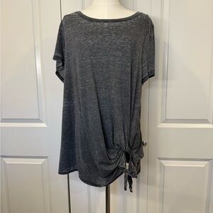 Caslon Gray Tie Front Relaxed T-Shirt 2X